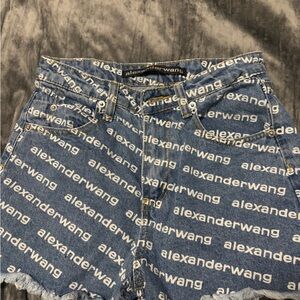 Alexander Wang Logo Print Denim Shorts